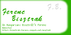 ferenc bisztrak business card